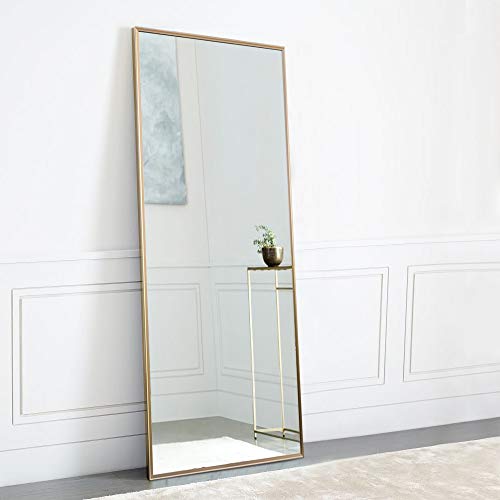 Product Cover NeuType Full Length Mirror Standing Hanging or Leaning Against Wall, Large Rectangle Bedroom Mirror Floor Mirror Dressing Mirror Wall-Mounted Mirror, Aluminum Alloy Thin Frame, 65