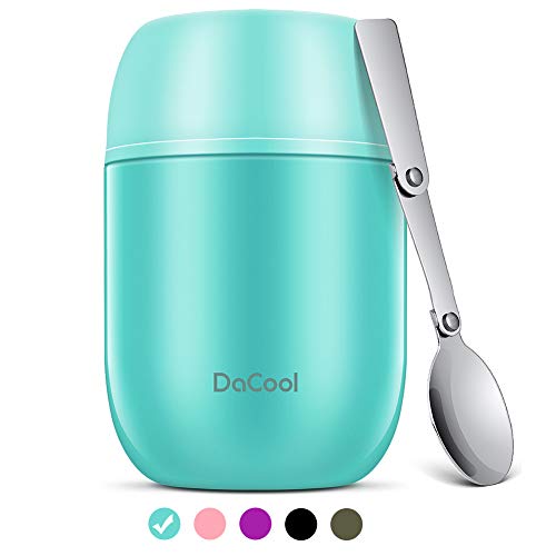 Product Cover DaCool Insulated Lunch Container Hot Food Jar 16 oz Stainless Steel Vacuum Bento Lunch Box for Kids Adult with Spoon Leak Proof Hot Cold Food for School Office Picnic Travel Outdoors - Cyan Blue