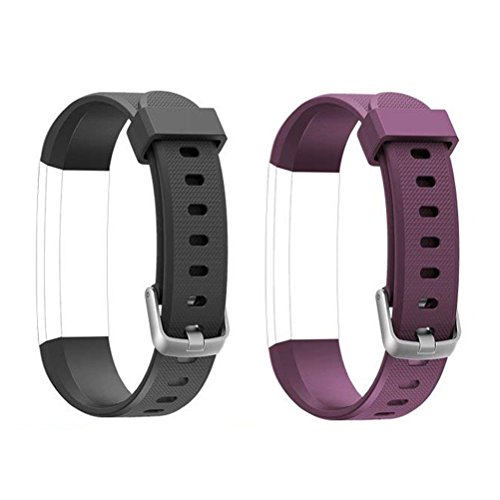 Product Cover ToThere ID115U Replacement Straps - Adjustable Replacement Watch Bands for Fitness Tracker ID115U, ID115U HR,NOT for ID115Plus HR (Black+Purple)