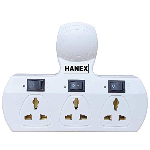 Product Cover HANEX 3-Pin Socket Universal Plastic Multi-Plug 5 A with Individual Switch (Multicolour)