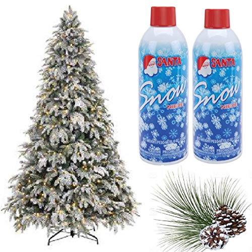 Product Cover Prextex Christmas Artificial Snow Spray Pack of Two 13 Oz Aerosol Decoration Tree Holiday Winter Fake Crafts Winter Party Snow Santa Snow Nieve (13 OZ)
