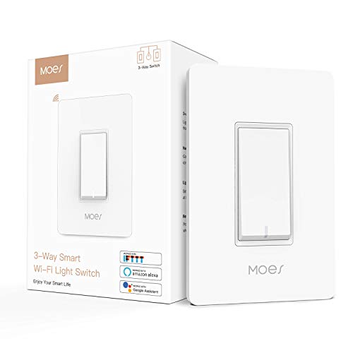 Product Cover MOES 3-Way WiFi Smart Switch for Light Fan,Compatible with Alexa and Google Home,No Hub Required,Smart Life APP Provides Control from Anywhere