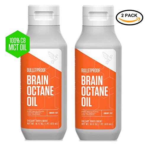 Product Cover Bulletproof Brain Octane Oil Bundle, 100% C8 MCT oil, Fat burning, brain boosting, keto-friendly, Paleo, Vegan, Organic non-GMO, Rainforest-alliance certified, (2 pack 16oz)