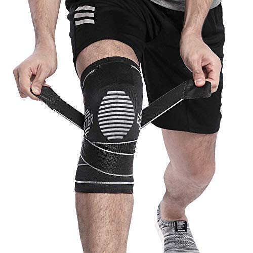 Product Cover BERTER Knee Brace for Men Women - Compression Sleeve Non-Slip for Running, Hiking, Soccer, Basketball for Meniscus Tear Arthritis ACL Single Wrap (Update Compression Straps Version, X-Large)