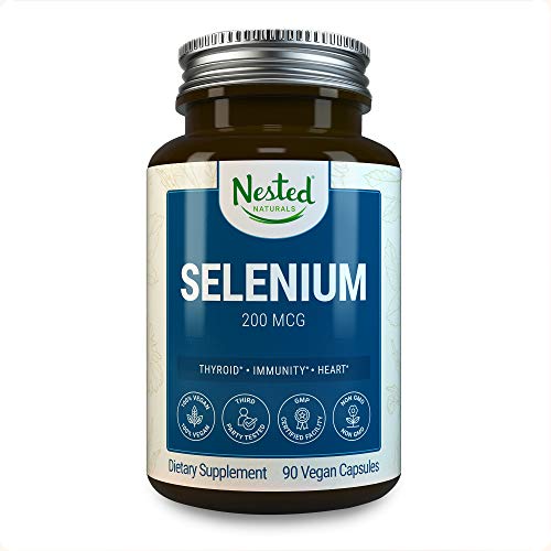 Product Cover Selenium 200mcg | 90 Vegan Caps | Pure & Yeast Free Selenomethionine | Support Healthy Thyroid Function, Heart Health, Reproductive & Immune System | Essential Trace Mineral & Antioxidant Supplements