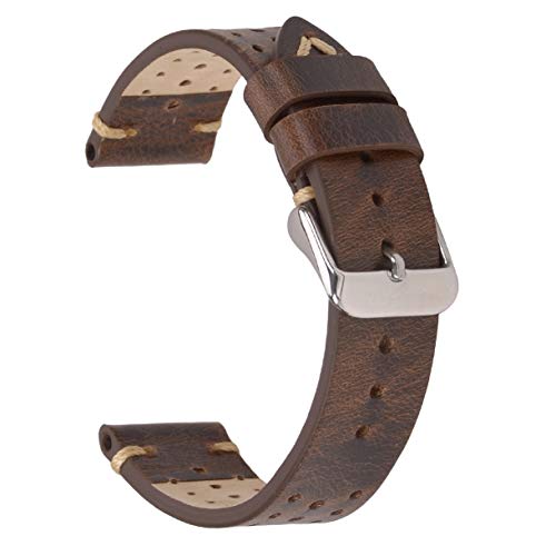 Product Cover Rally Racing Leather Watch Strap,EACHE Perforated 20mm Watch Bands Veg-Tanned Watch Replacement for Men Women in Retro Brown