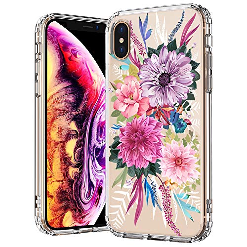 Product Cover MOSNOVO Flower iPhone Xs MAX Case, Blossom Floral Flower Pattern Printed Clear Design Transparent Plastic Back Case with TPU Bumper Protective Case Cover for iPhone Xs MAX