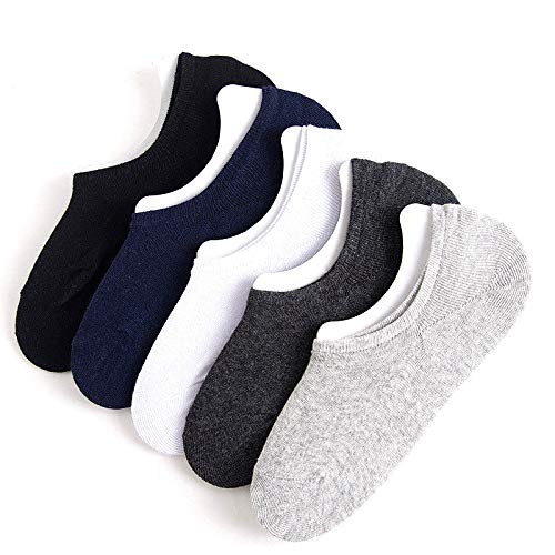 Product Cover LealDealz Premium Cotton Loafer Socks with Anti-Slip Silicon - Pack of 5 for Men and Women (LDKJSCML153 multi-colour socks)