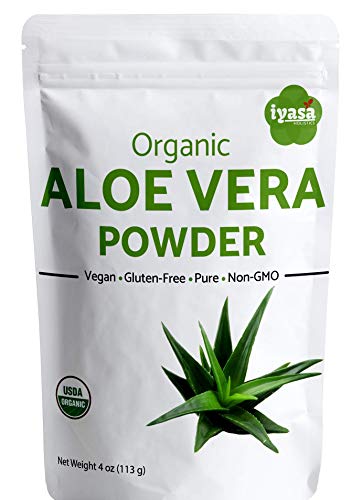 Product Cover Organic Aloe Vera Leaf Powder, Trial Pack of 4 Oz/112 Gm, Aloe Barbadensis - USDA Organic Herbal Cosmetics, Natural Hair & Skincare, Moisturizer, Ayurvedic Superfood ,Resealable Pouch of 4 oz