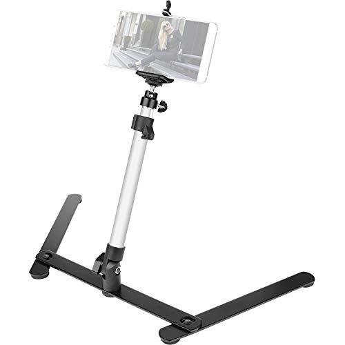 Product Cover ChromLives Photo Copy Stand Pico Projector Stand with Phone Clamp Overhead Phone Mount Phone Stand Mini Tripod Adjustable Tabletop Monopod Stand Compatible with Smart-Phone