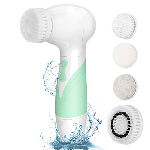 Product Cover Facial Cleansing Brush - Waterproof Face Scrub Brush with 4 Brush Heads, Face & Body Cleanser Brush for Deep Cleansing, Electric Face Scrubber Exfoliator - Gentle Exfoliating, Blackhead Removing