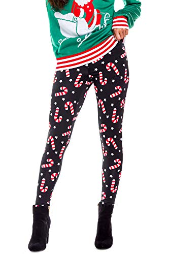 Product Cover Tipsy Elves Women's Cute Christmas Leggings - Festive Xmas Leggings with Candy Canes, Reindeer