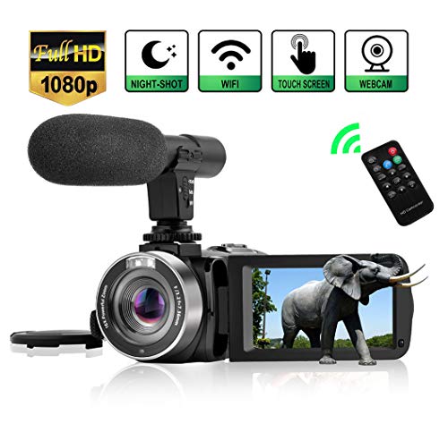 Product Cover Camcorder Digital Video Camera, WiFi Vlog Camera Camcorder with Microphone IR Night Vision Full HD 1080P 30FPS 3'' LCD Touch Screen Vlogging Camera for YouTube with Remote Control