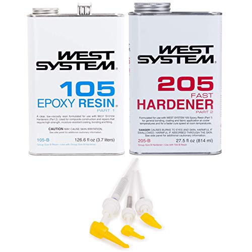 Product Cover West System 105-B Epoxy Resin (.98 gal) with 205-B Fast Epoxy Hardener (.86 qt) and Mini Epoxy Metering Pump Set