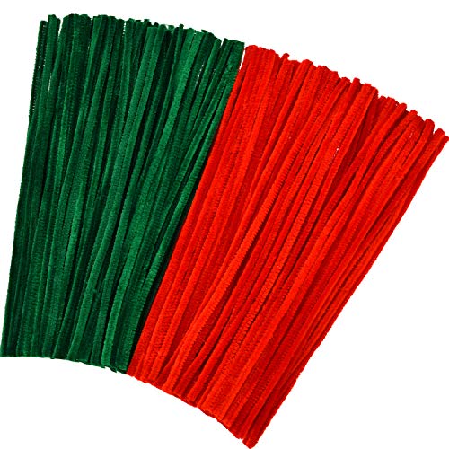 Product Cover Tatuo 300 Pieces Christmas Chenille Stems Pipe Cleaners for DIY Art Craft Supplies Decorations, 12 Inches by 6 mm, Red and Green