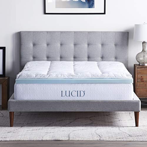 Product Cover LUCID 4 Inch Down Alternative and Gel Memory Foam Mattress Topper - Three Toppers In One - Queen