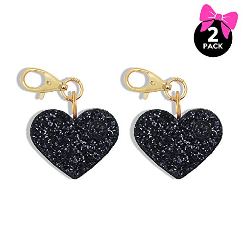 Product Cover Personal Safety Alarm for Women - 2 Pack Ahh!-larm 115 Decibel Self-Defense Panic Alarm, LED Safety Light and Keychain Clip, Black Glitter Heart