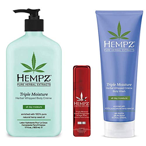 Product Cover Hempz Triple Moisture Herbal Body Lotion, Wash & Limited Edition Lip Balm Trio Set