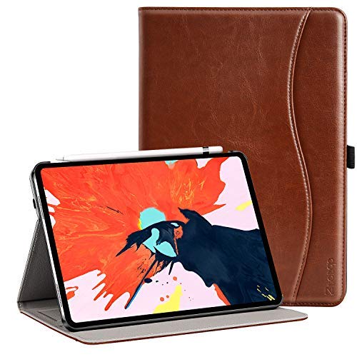 Product Cover Ztotop Case for iPad Pro 11 Inch 2018 Release, Premium Leather Slim Multiple Viewing Angles Folding Stand Folio Cover with Auto Wake/Sleep (Support 2nd Gen Apple Pencil Wireless Charging), Brown