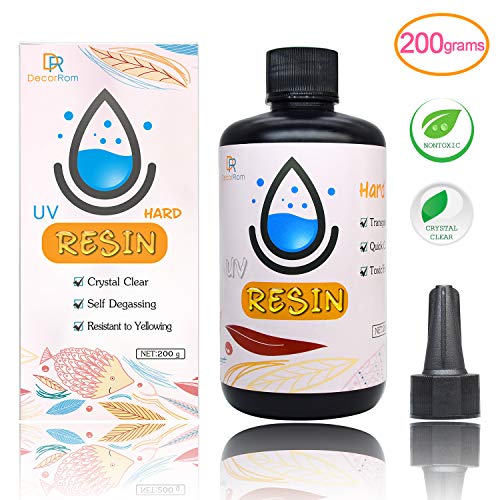 Product Cover UV Resin - 200g Upgrade Crystal Clear Hard Glue Ultraviolet Curing Epoxy Resin for Jewelry Making Craft Decoration - Transparent Solar Cure Sunlight Activated Thin Resin for Mold, Casting and Coating