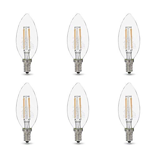 Product Cover AmazonBasics 60W Equivalent, Clear, Soft White, Dimmable, 15,000 Hour Lifetime, B11 (E12 Candelabra Base) LED Light Bulb | 6-Pack