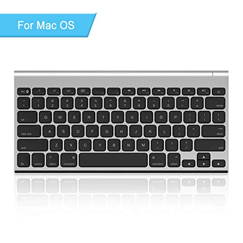 Product Cover Rechargeable Bluetooth Keyboard for Mac OS, Jelly Comb Ultra Compact Mini Wireless Keyboard Compatible for MacBook, MacBook Air, MacBook Pro, iMac, and iMac Pro - Silver and Black