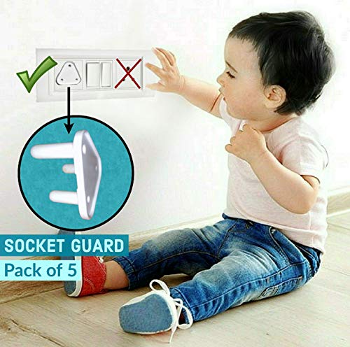 Product Cover KidDough Baby Proofing Electrical Protector Socket Plug Cover Guards | Open Sockets Guard | Electric Plugs Cover | Baby Proofing (Pack of 5)