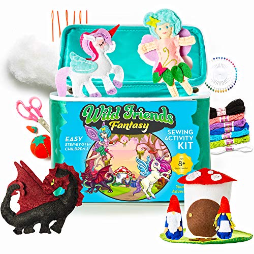 Product Cover Bryte Kids Sewing Kit and Unicorn Fairy Garden Craft - Fun DIY Kid Crafts Sew Kits and Art Projects for Girls and Boys All Ages - 120 Piece Set for Beginners