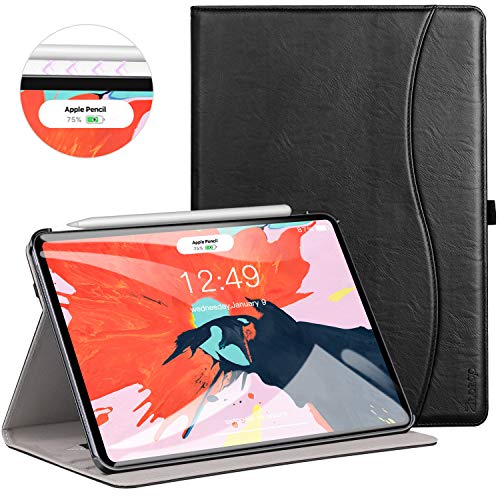 Product Cover Ztotop for iPad Pro 12.9 Case 2018, Leather Folio Stand Case Smart Cover for 2018 iPad Pro 12.9-inch 3rd Generation (Supports iPad Pencil Charging) with Auto Sleep/Wake Strap Pocket - Black