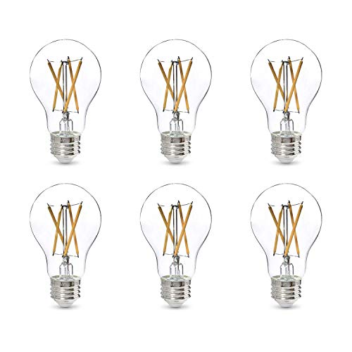Product Cover AmazonBasics 60W Equivalent, Clear, Soft White, Dimmable, CEC Compliant, A19 LED Light Bulb | 6-Pack