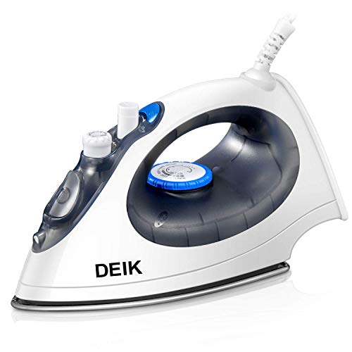 Product Cover Deik Iron, Steam Iron, 1500 Watt Dry and Steam 2 in 1 Clothes Iron, Anti-drip Nonstick Stainless Steel Iron with Steam Control and 8' 360-degree Swivel Cord, Automatic Shut off, Self- Clean