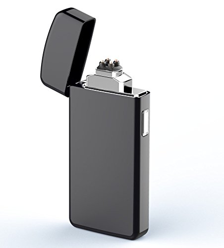 Product Cover Lighter, Electric Lighter USB Rechargeable Dual Arc Lighter Windproof Flameless Plasma Lighter (Black)