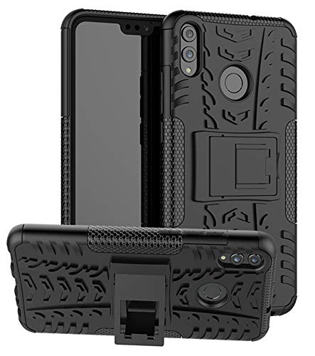 Product Cover Huawei Honor 8X Case, Yiakeng Dual Layer Shockproof Wallet Slim Protective with Kickstand Hard Phone Case Cover for Huawei Honor 8X (Black)