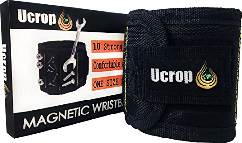 Product Cover Super Strong Magnetic Wristband for Holding Screws, Nails, Drill Bits - Best Unique Tool Gift for Men, DIY Handyman, Father/Dad, Husband, Boyfriend, Him, Women, Birthday Christmas Ideas Black