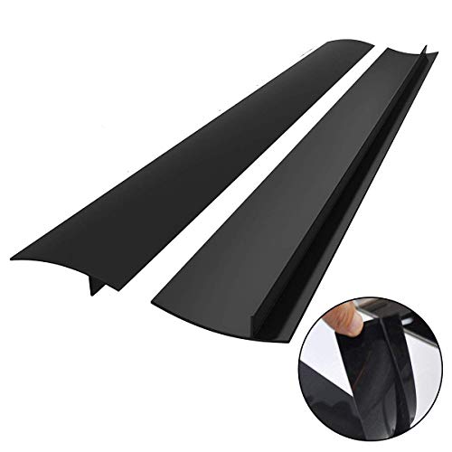 Product Cover Kitchen Silicone Stove Counter Gap Cover, Easy Clean Heat Resistant Wide & Long Gap Filler, Seals Spills Between Counter, Stovetop, Oven, Washer & Dryer, Set of 2 (25 Inches, Black)