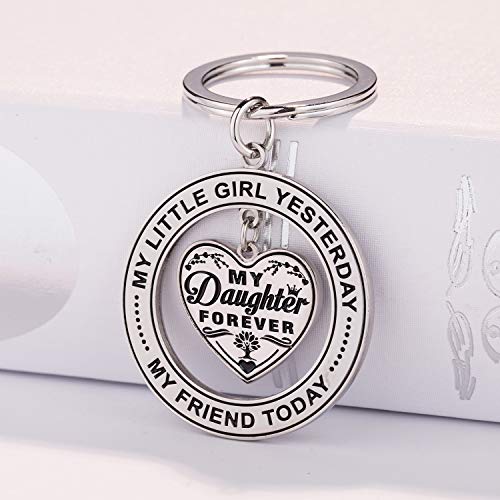 Product Cover My Little Girl Yesterday, My Friend Today, My Daughter Forever - Christmas Gift Ideas 2019 Daughter's Charm Heart Love Keychain, Best Father Mother Gift Idea for Daughter by TERAVEX (Dad to Daughter)