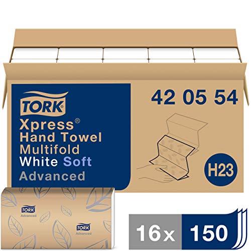 Product Cover Tork Advanced Soft Multifold Hand Towel H23, Paper Hand Towel 420554, High Performance, Absorbent 1-Ply, White - 16 x 150 Sheets