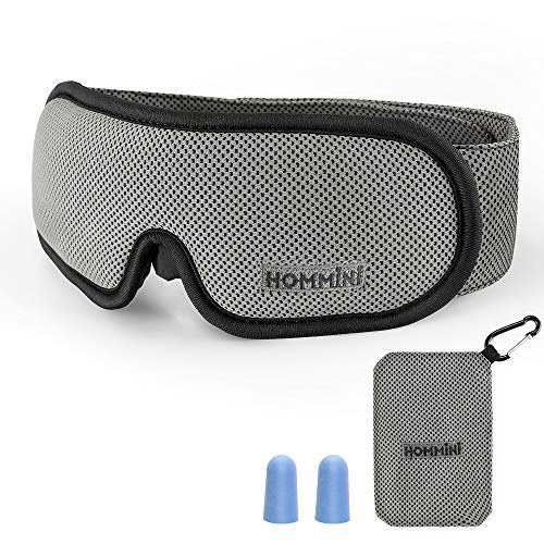 Product Cover Sleep Mask,Eye Mask for Sleeping,HOMMINI Memory Foam Eye Mask with Adjustable Strap, Sleeping Mask for Men,Women and Kids -Carry Pouch and Ear Plugs Included- Life Warranty