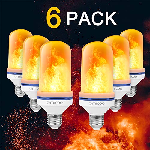 Product Cover Pretigo LED Flame Effect Fire Light Bulbs,6W E26 Upside Down Effect Simulated,4 Mode Type Flickering Light Bulb for Home/Hotel/Party Vintage Decorative (6-Pack)