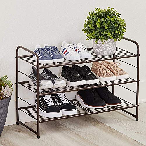 Product Cover CAXXA 3-Tier Stackable and Expandable Metal Wire Utility Rack Storage for Shoe Household Accessory Organizer Shelf in Entryway Closet Bedroom Kitchen Garage, Bronze
