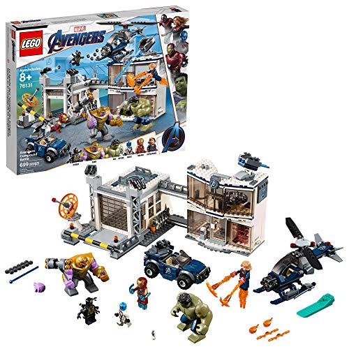 Product Cover LEGO Marvel Avengers Compound Battle 76131 Building Set includes Toy Car, Helicopter, and popular Avengers Characters Iron Man, Thanos and more (699 Pieces)