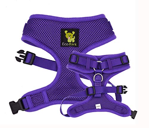 Product Cover EcoBark Custom-Fit Dog Harness Eco-Friendly Easy Adjustable Non-Pull Padded Mesh for Easy Control for XS Small Medium Large XL Walking (Small Purple)