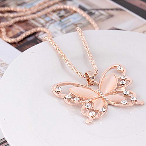 Product Cover Jovono Fashion Necklace with Rose Butterfly Pendant for Birthday Friendship Jewelry Mothers Day Gift for Women and Girls
