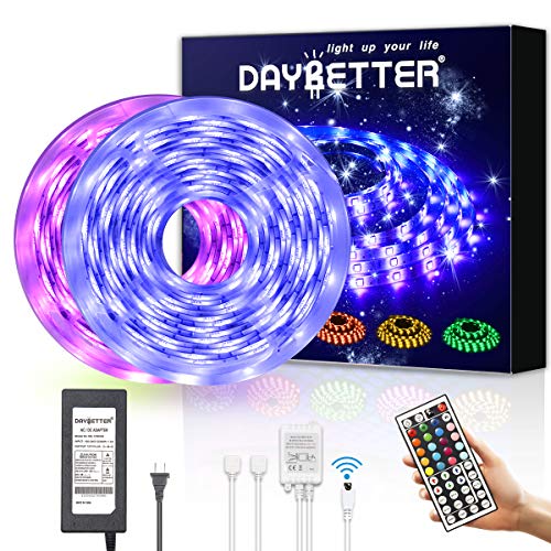 Product Cover DAYBETTER Led Strip Lights 32.8ft Waterproof Flexible Tape Lights Color Changing 5050 RGB 300 LEDs Light Strips Kit with 44 Keys IR Remote Controller and 12V Power Supply for Home, Bedroom, Kitchen