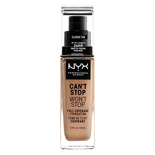 Product Cover NYX PROFESSIONAL MAKEUP Can't Stop Won't Stop Full Coverage Foundation Makeup, Classic Tan, 1 Ounce