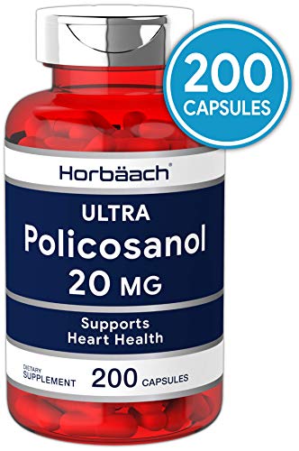 Product Cover Policosanol 20mg | 200 Capsules | Supports Cholesterol and Heart Health | Non-GMO and Gluten Free | by Horbaach