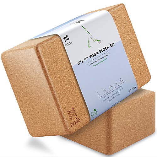 Product Cover Cork Yoga Block (Set of 2) - Solid Natural Cork Exercise Brick - 9 x 6 x 4 Inches