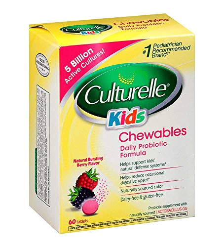 Product Cover Culturelle Kids Daily Probiotic Chewable Dietary Supplement | Helps Support Kids' Immune & Digestive Systems | For Children Age 3+ | #1 Pediatrician Recommended Brand, 60 Chewable Tablets