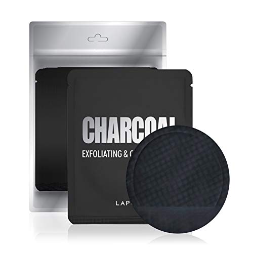 Product Cover LAPCOS Charcoal Exfoliating and Cleansing Pad, Clear Complexion Treatment for Acne Prone or Aging Skin, Korean Beauty Favorite, Individually Packaged - 5 Cleansing Pads