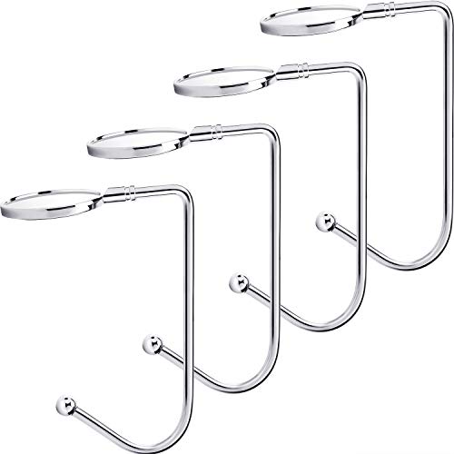 Product Cover Sunshane 4 Pieces Christmas Stocking Holders Mantel Hooks Hanger Christmas Safety Hang Grip Stockings Clip for Christmas Party Decoration, Silver